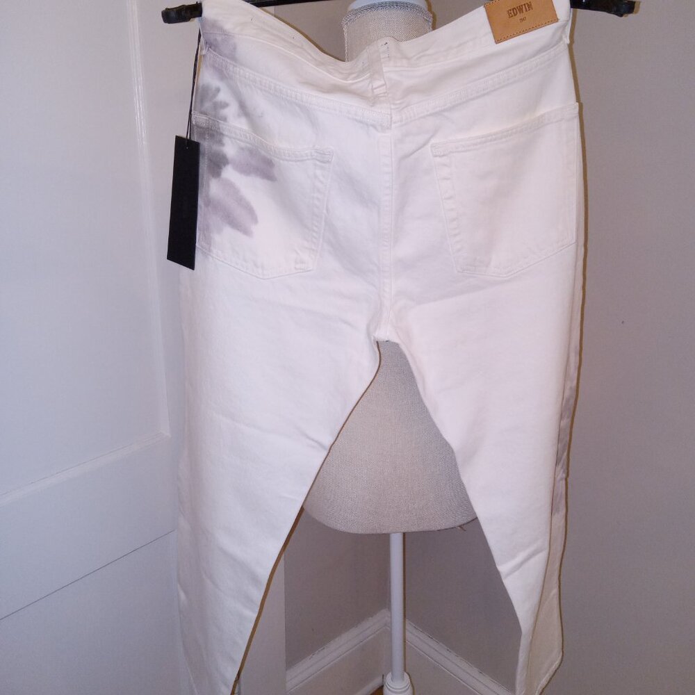NWT Edwin Womens Size 28 Kali Ankle Jeans Vintage Straight Leg in Beige Tie Dye - Picture 7 of 10